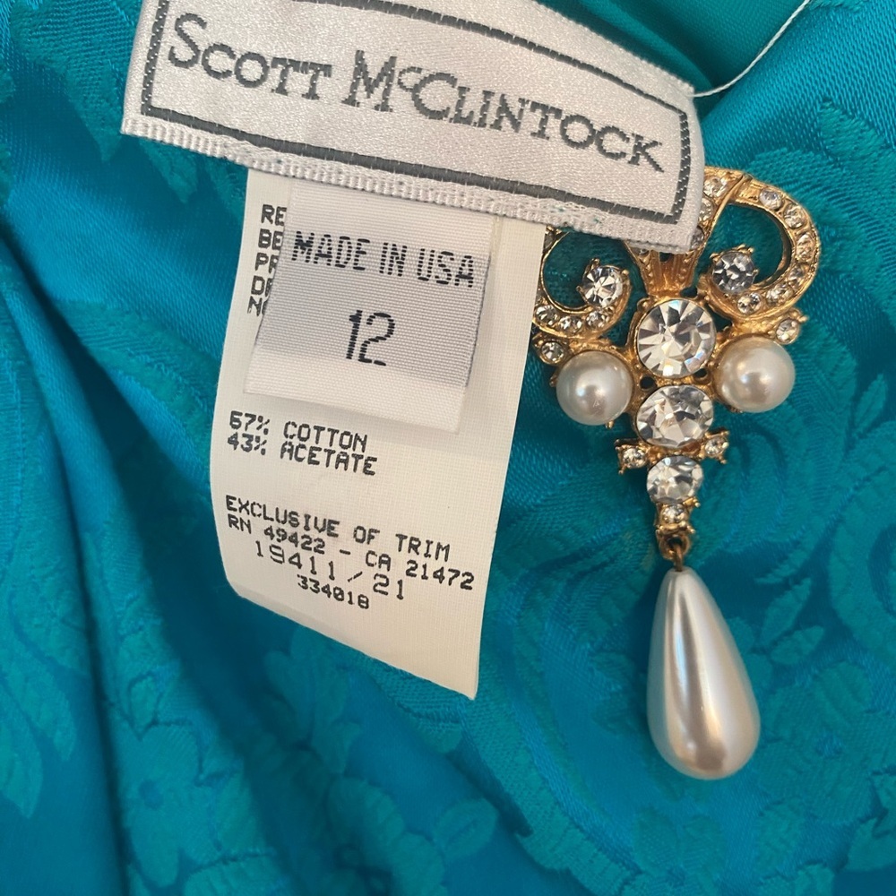 Scott McClintock Womens 1980s vintage Teal Formal Dress - Picture 8 of 9